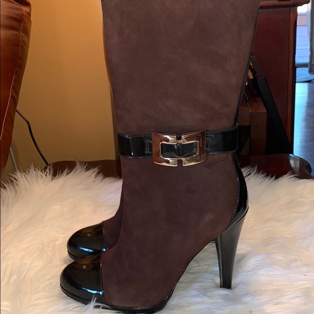 INC suede/patent leather boots